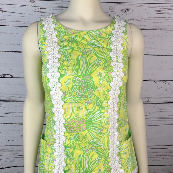 NWOT Lilly Pulitzer Liz Shift Dress Sweet Tarty in Crazy Cat House Print Size 00 - Picture 2 of 12